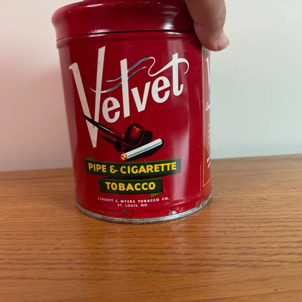 Vintage Velvet Tobacco Tin Can Advertising Pipe &‎ Cigarette Liggett Myers
